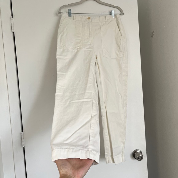 Talbots Slim Cargo White 6 Elastic Back Tapered Leg Cotton Lyocell Utility - Picture 7 of 8